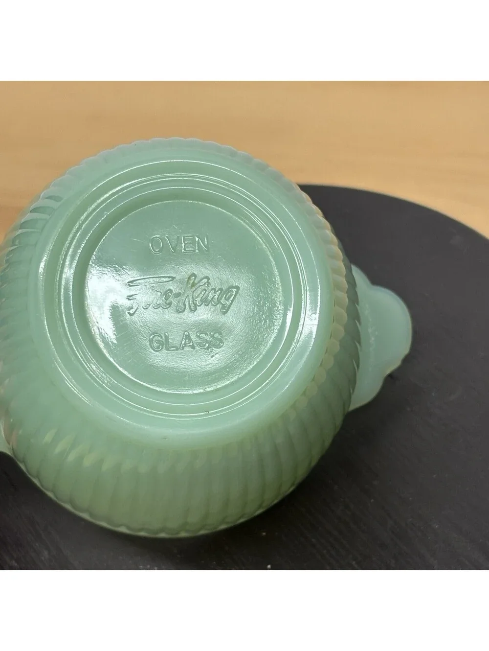 Fire King Jadeite Ribbed Jane Ray Sugar Bowl (No Lid) Anchor Hocking Green Glass